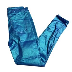 JC & JQ Large Blue Metallic Jeans Skinny Cotton Blend‎ Zipper Closure Pockets